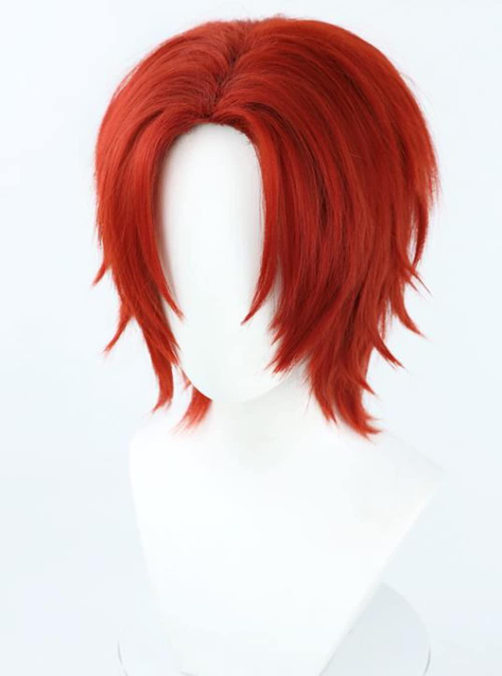 osseoca osseoca Shanks Wig Red Straight Synthetic Hair 30cm Lifelike Party Natural Cosplay Wigs with Bangs (A)