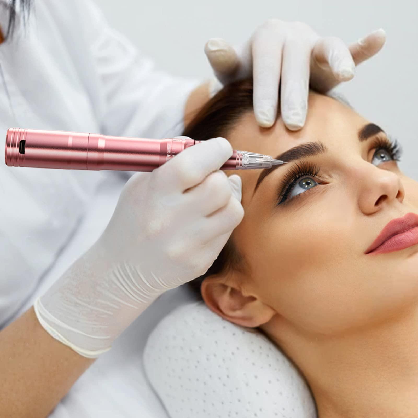 whalrace Whalrace PMU Machine, cordless Permanent Makeup Machine Kit with 10 PMU Needles & 1 Lithium Battery, Tattoo Machine Microblading Machine for Eyebrows, Lips, Eyeliners - Rose Gold