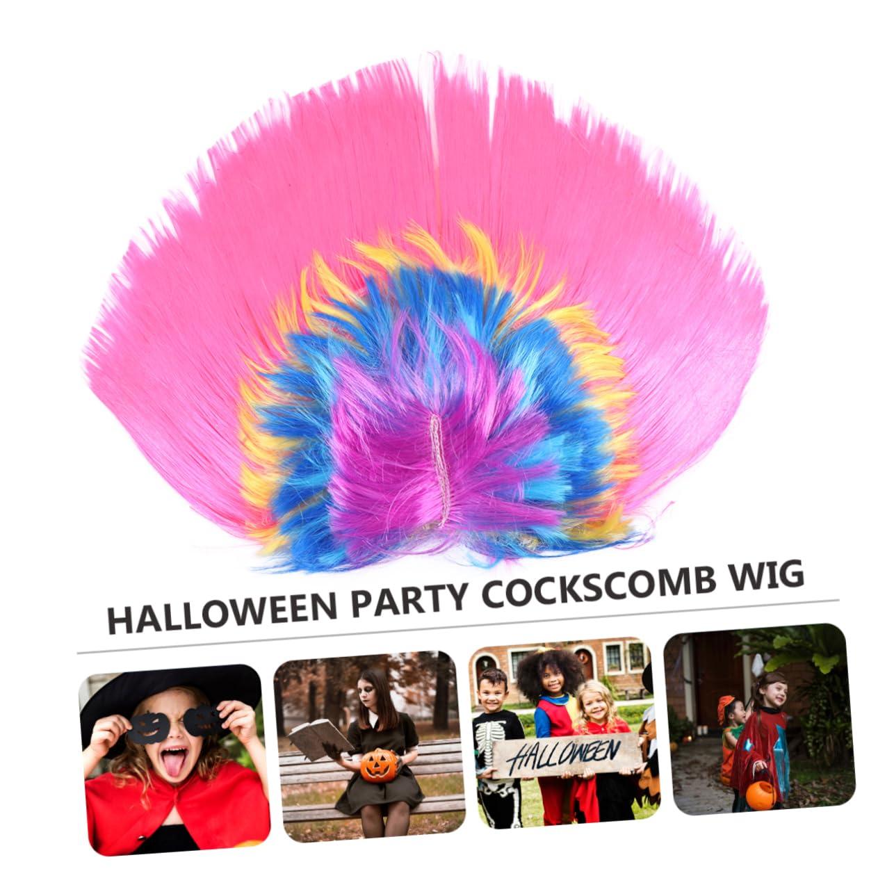 Abaodam Abaodam 2pcs Cockscomb wig halloween cosplay wig Cockscomb Hair Party Prop novelty synthetic wigs Cosplay Costume Wig clown punk clothes for men party wig the pet