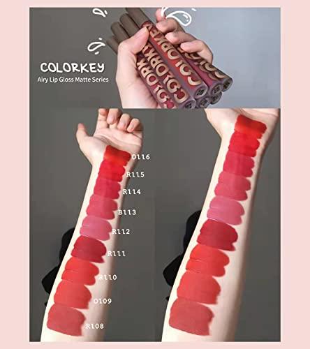 COLORKEY COLORKEY Matte Liquid Red Lipstick Lip Stain Long Lasting Waterproof Lip Gloss Soft Long Lasting Matte Lip Stain Lip Tint Lip Makeup for Girls and Women (P119)