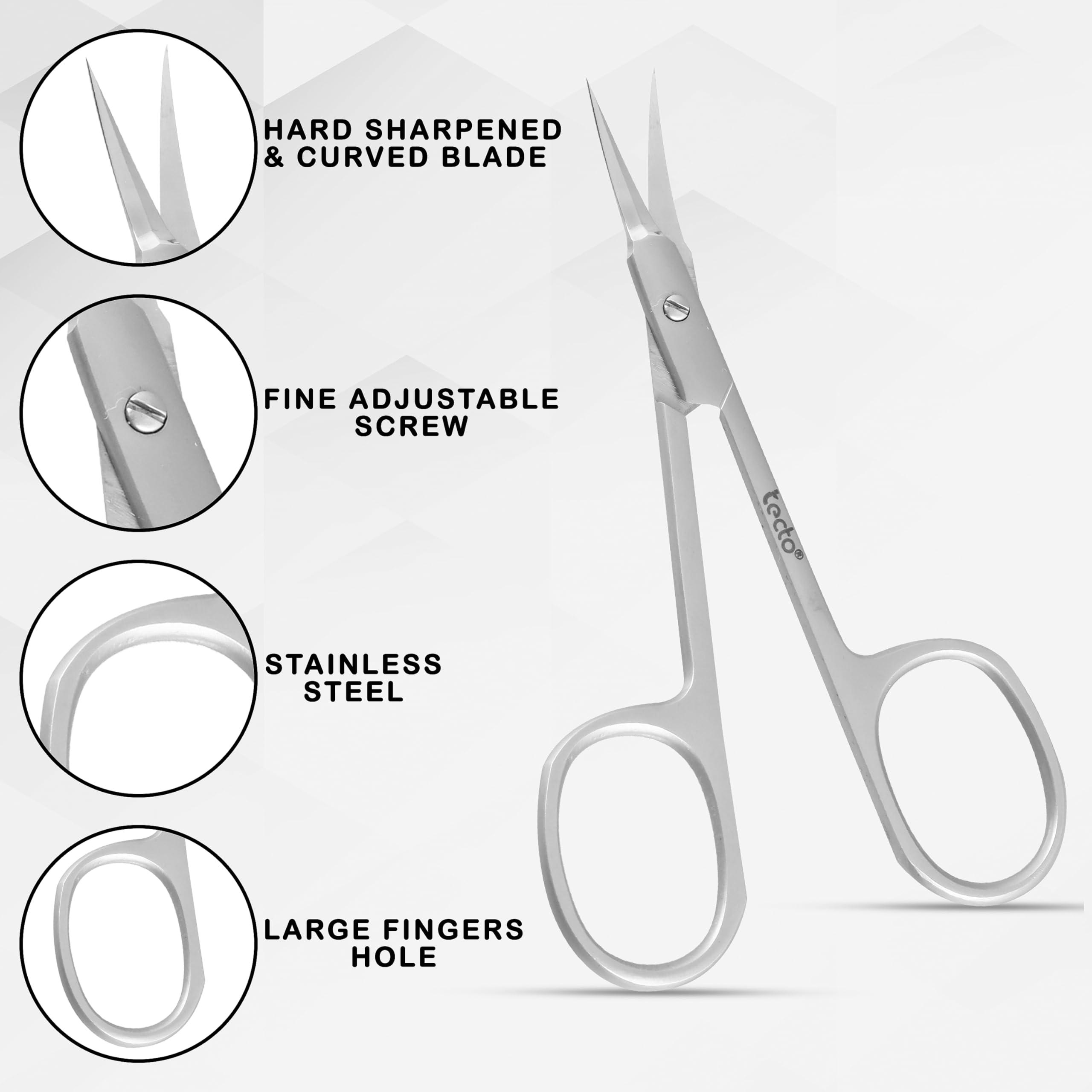 Tecto Tecto Professional Nail Scissors, Stainless Steel Manicure Scissors,Cuticle Scissors, Multi-Purpose, Eyelashes, Eyebrow, Toenail for Women and Men (Extra Fine Tip Nail Scissor)