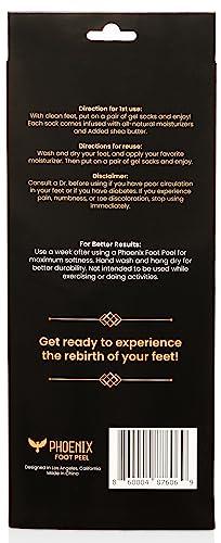 Phoenix Foot Peel Moisturizing Gel Socks for Men - Extra Large - 2 Pairs - with Shea Butter - Paraben Free - Reuseable Moisturizing Socks - Phoenix Foot Peel