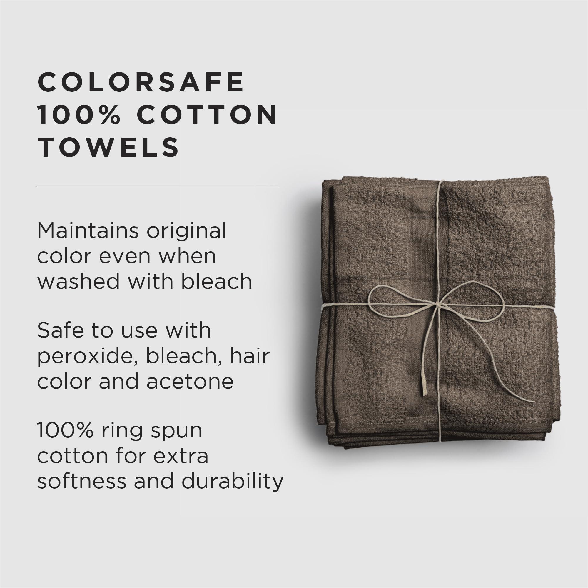 Diane Fromm ColorSafe 100% Cotton Bleach Proof Salon Hair Towels, for Hairstylists, Barbers, Spa, Gym, Absorbent and Stain-Resistant Brown Towels for Drying Long, Curly, or Wavy Hair, 16\" x 29\", 6 Pack