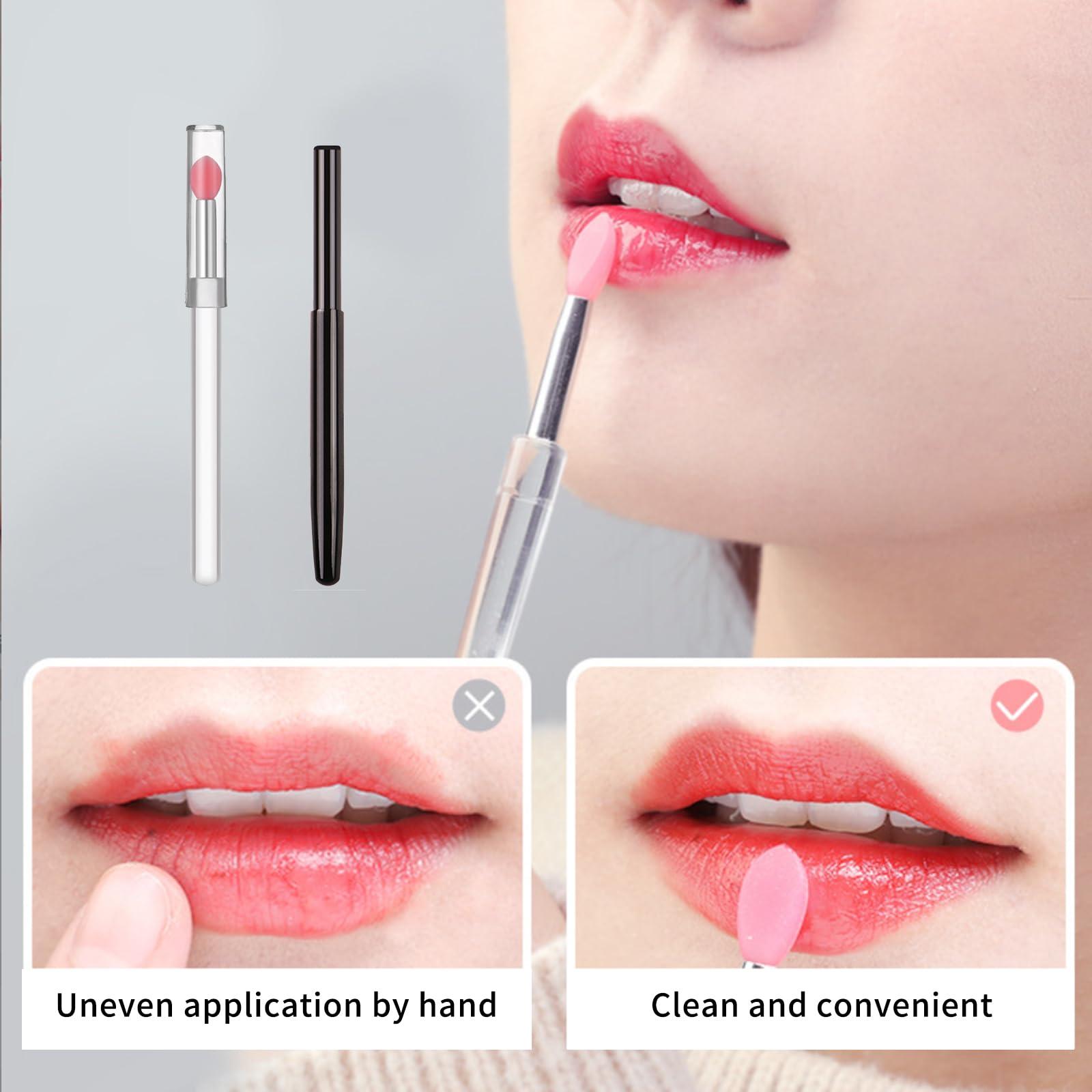 YAFIYGI YAFIYGI Lip Brush for Lipstick and 3Pcs Silicone Lip Applicator Reusable Retractable Lip Liner Brushes Retractable Lip Brush Applicators Flat Lipstick Gloss Creams Portable with Cap for Women