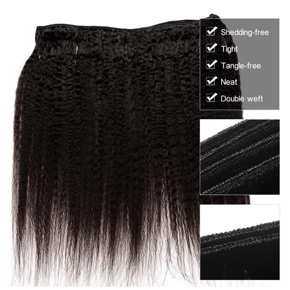 WuvuSnm Kinky Straight Bundles Human Hair Weave 16 16 16 Inch Peruvian Yaki Straight Human Hair Bundles