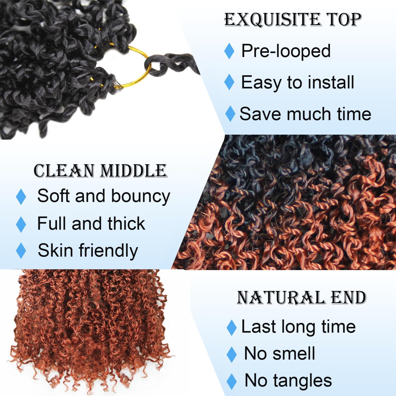 Trekci 12 Inch 9 Packs Yanky Twist Crochet Hair Pre-Twisted Curly Braiding Hair Extensions Pre-looped Senegalese Twist Braids Synthetic Curly Crochet Hair For Black Women(12inch, 9pack, 1b/350)
