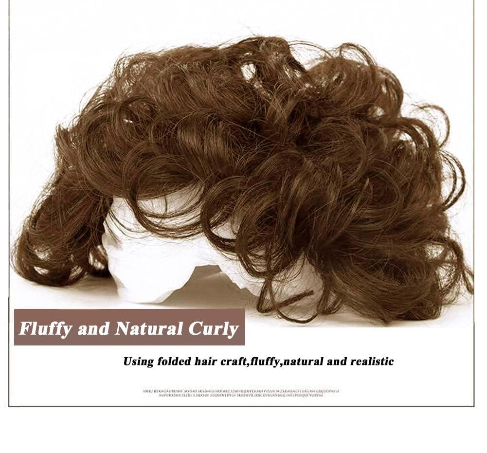 ICRAB ICRAB Women Short Human Hair Topper Closure Curly Hair Wiglet Hairpiece Clip in Top Hairpiece Natural Weaving Hair Replacement Hair Piece for Thinning Hair 13x14cm(Light Brown 6")