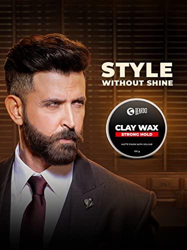BEARDO BEARDO Hair CLAY Wax for Men, 100 gm | Matte Finish with volume| Strong Hold Re-stylable Hair styles | With Kaolin Clay | Used by salon professionals 3.4Fl Oz