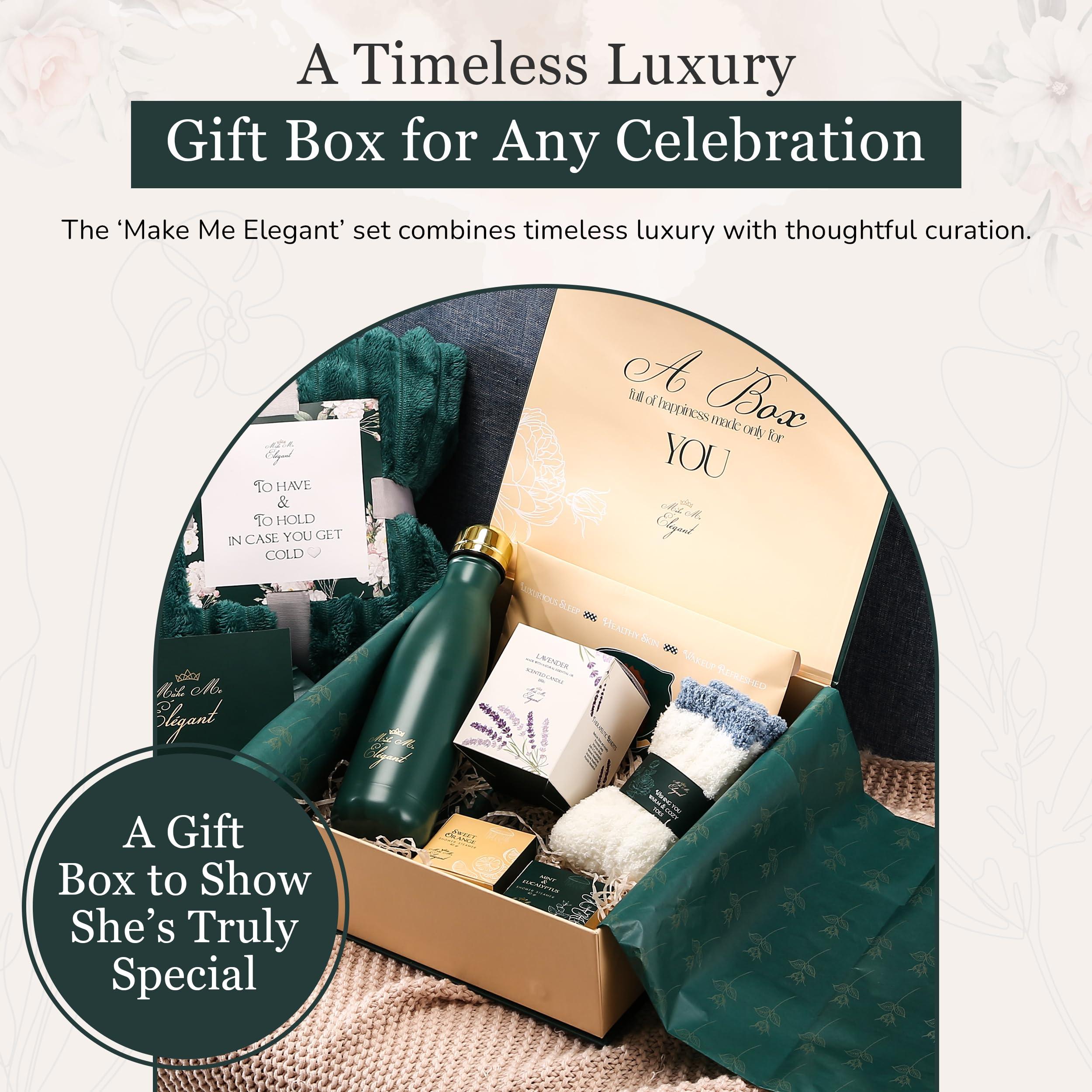 MAKE ME LGANT MAKE ME ELEGANT Spa Gift Baskets for Women, Luxury Self Care Package Happy Birthday, Mothers Day Gifts Box, Unique Designs Satisfying Gift Cards for Womens, Express Elegance and Aristocratic Charm