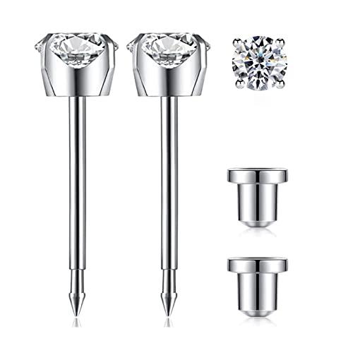 SugarTang SugarTang Ear Piercing Kit | Disposable Ear Piercing Gun Kit Made in 316L Surgical Stainless Steel with 4mm - 4prong Cubic Zirconia | At Home Self Piercing Kit with Earrings Studs