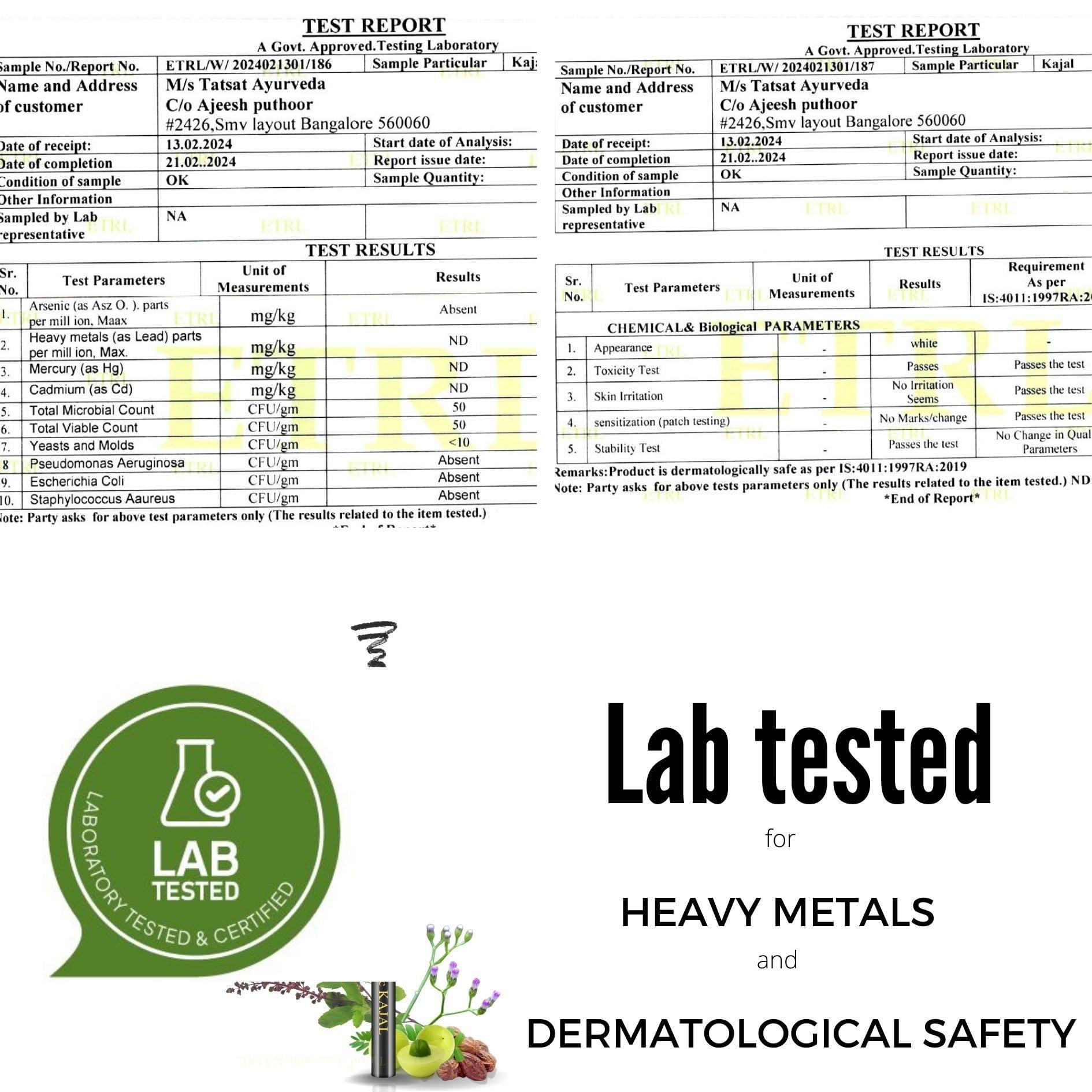 TATSAT - WELLNESS THROUGH AYURVEDA Tatsat Ayurvedic herbal Kajal | Natural, Lead-Free & Chemical-Free Eye Care | Soothing Formula for Everyday Use | Safe for All Skin Types | Made with Triphala, Chakshushya Herbs, Castor Oil etc