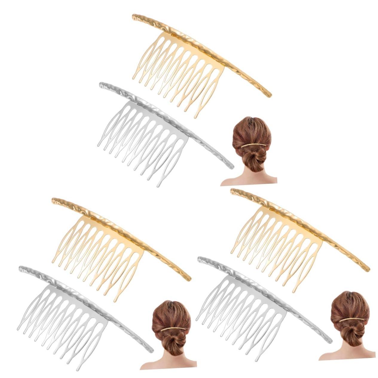 Beatifufu Beatifufu 6 Pcs Straight Hair Comb Hair Accesories French Twist Hair Comb Hairpiece Ongles Bridal Veil Comb Silver Hair Comb for Women Hair Barrettes for Gold Pearl Side Comb Alloy