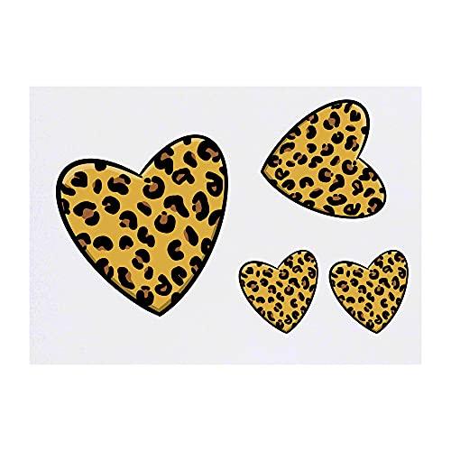 Azeeda 4 x \'Leopard Print Heart\' Temporary Tattoos (TO00042847)