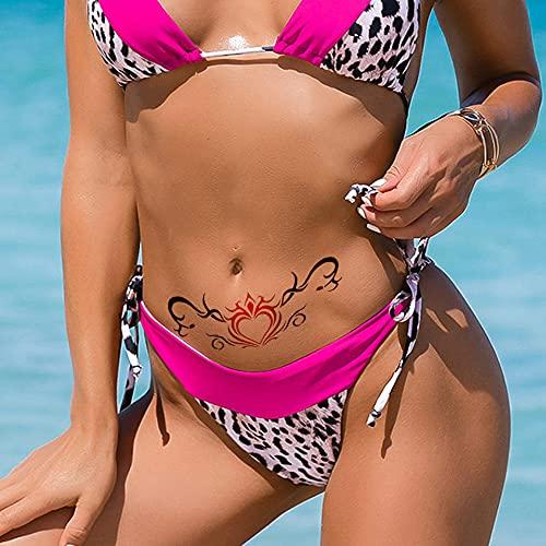 HinchJone Sexy Navel Temporary Tattoos 20 Sheets Large Black Red Lace Abdomen Waist Waterproof Tattoo Stickers for Women Girl Fake Body Tattoos