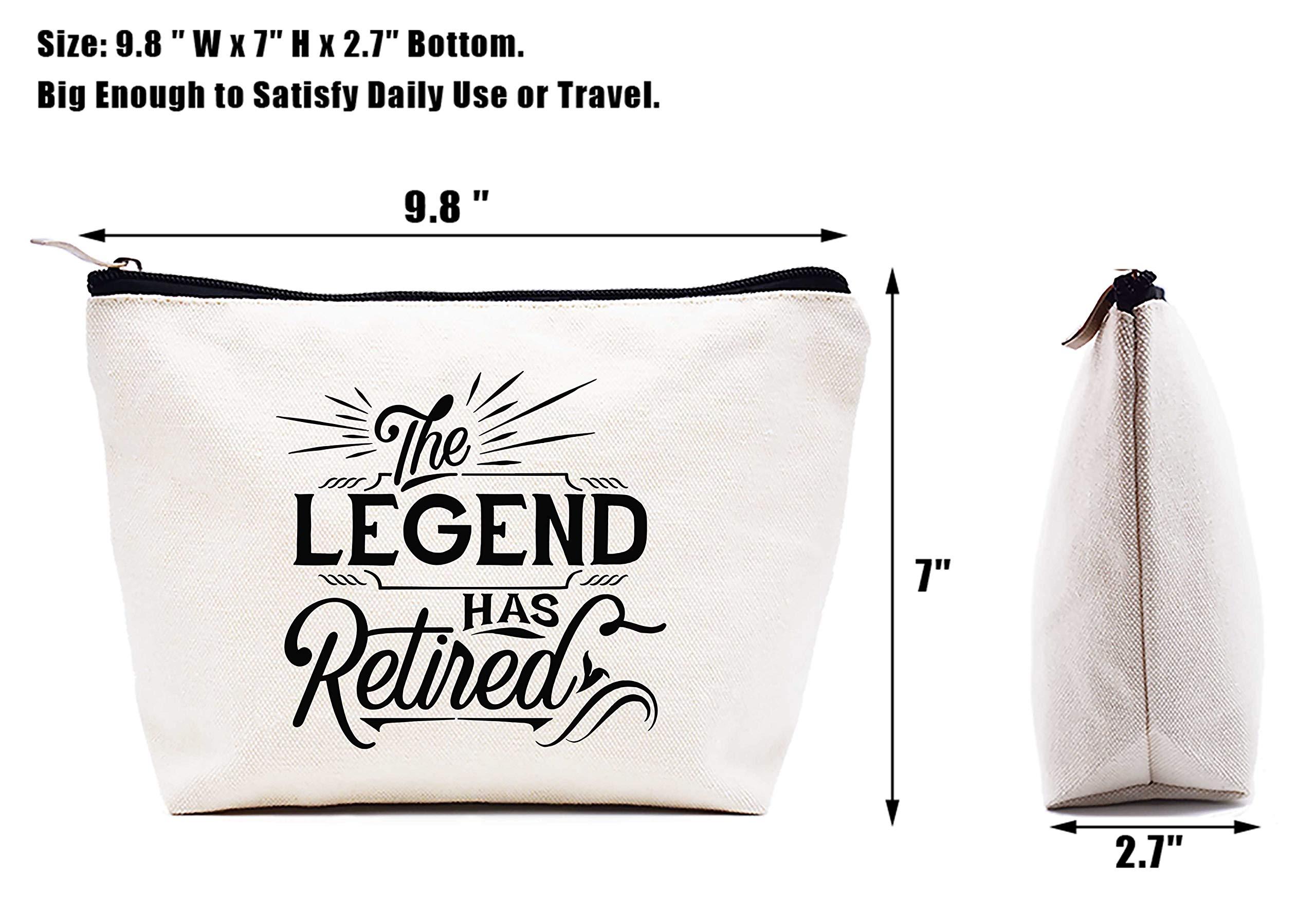 LIBIHUA The Legend Has Retired - Funny Retirement Gifts for Women,Coworker,Sister,Colleague,Mom,Aunt,Grandmother, Boss,Best Friends,Teachers,Nurses,Retiree - Makeup Bag Cosmetic Bag Travel Pouch Gift for Her