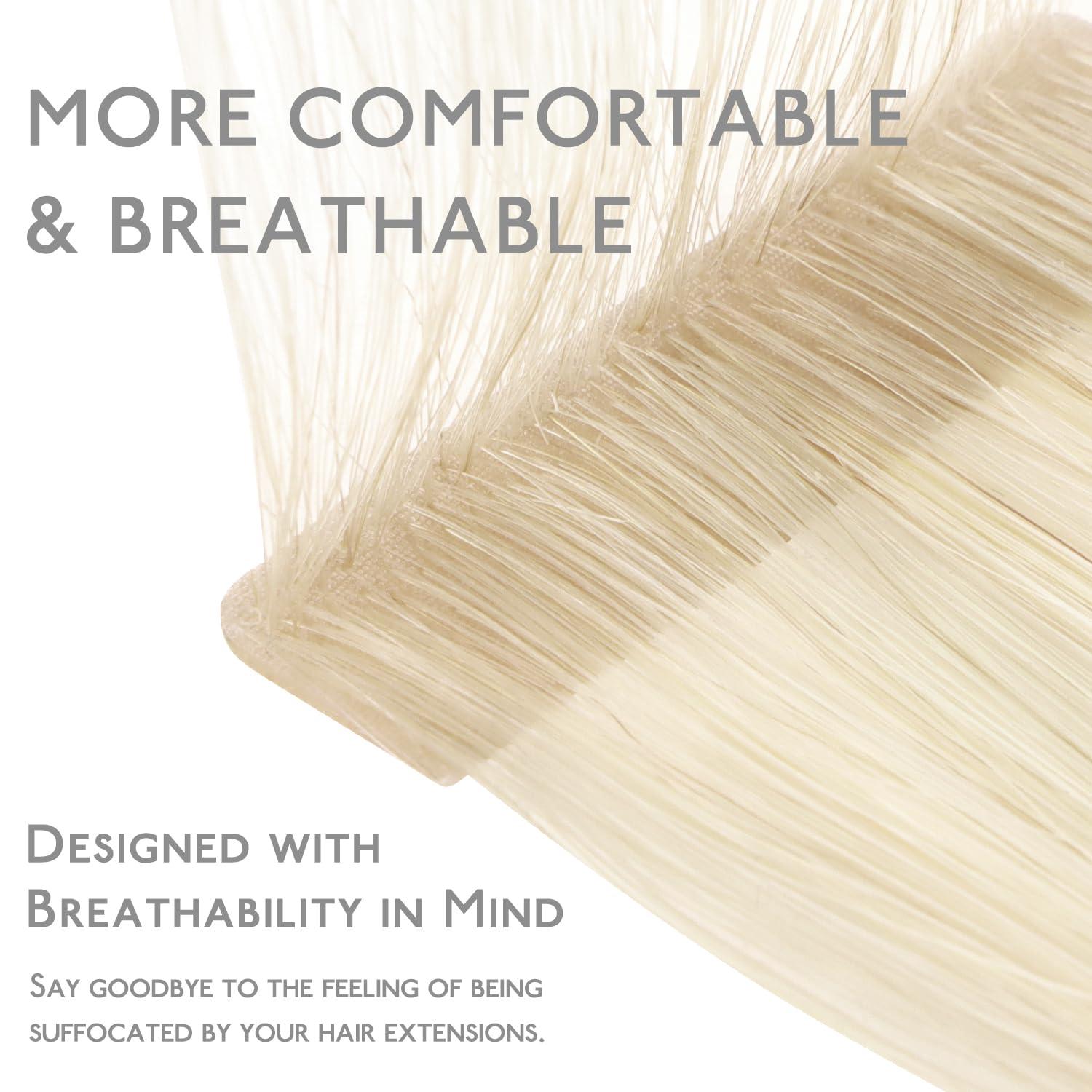 Wennalife WENNALIFE Invisi Edge Tape in Hair Extensions Human Hair, 22 Inch 50g 20pcs Platinum Blonde Invisible Luxury Remy Hair Extensions Natural Seamless Injected Tape Ins Straight Extensiones De Cabello