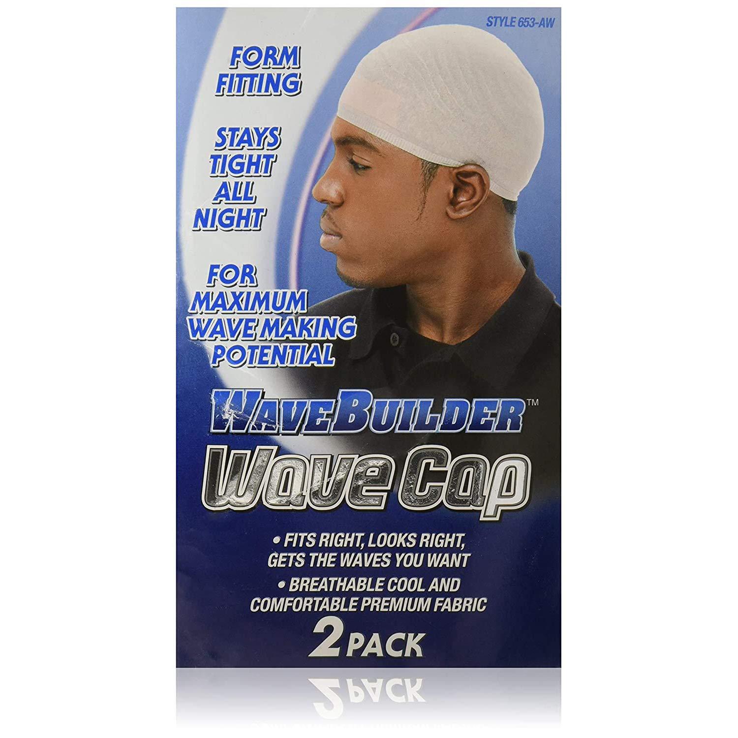 WAVEBUILDER WaveBuilder Wave Cap | Promotes Healthy and Uniform Hair Waves, White, 2 Count
