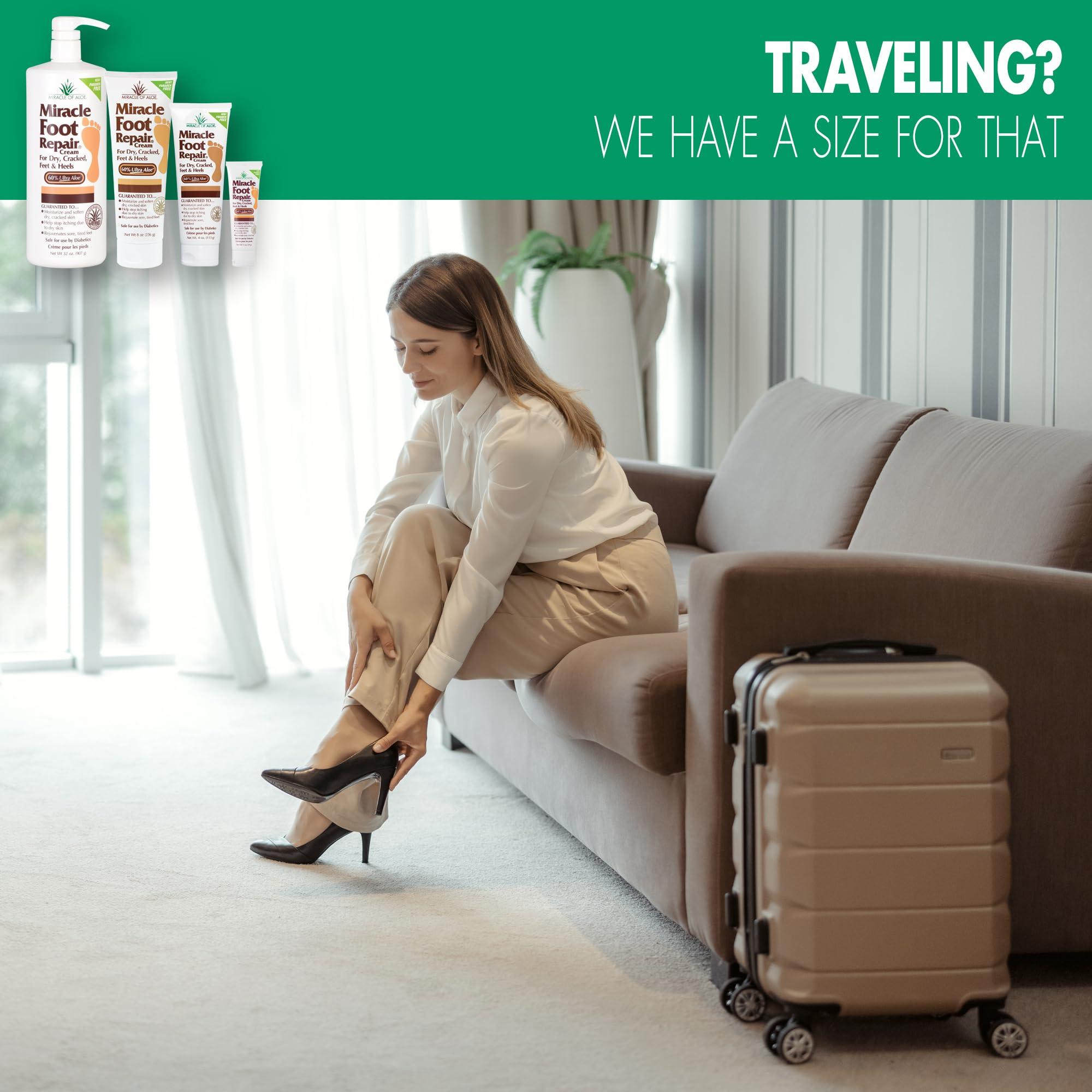 Miracle of Aloe Miracle Foot Repair Cream (32 oz) Repairs Dry Cracked Heels and Feet, 60% Pure UltraAloe Moisturizes, Softens, and Repairs