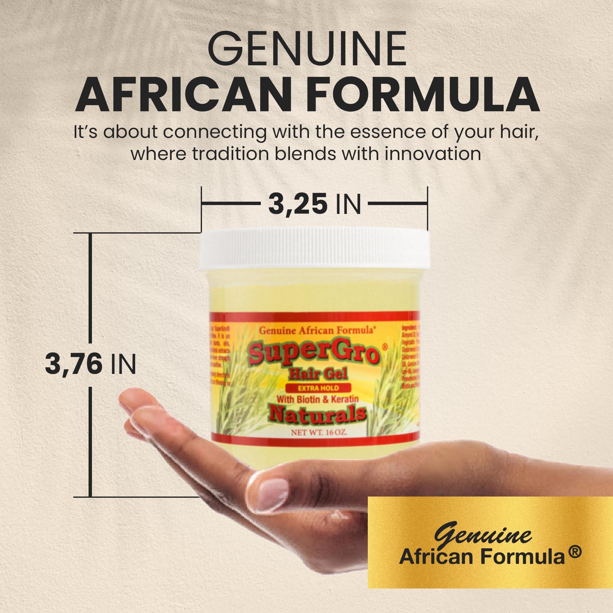 AFRICAN FORMULAS Genuine African Formula SuperGro Extra Hold Gel for Natural Hair Styling - 16 oz
