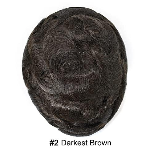 Hair Wonders Mens Hairline Toupee Human Hair Forehead Hairline Replacement Hairpiece For Men Hair Patch For Hairline Extension Mens Hair Piece For Hairline (18cm X 4cm, 2 DARKEST BROWN-100% Light Medium Density)