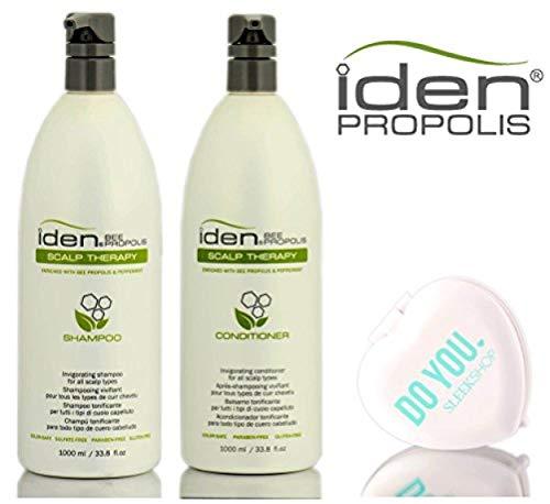 Iden Bee Propolis Iden Bee Propolis SCALP THERAPY Shampoo & Conditioner DUO Set (with Sleek Compact Mirror) (33.8 oz/1000ml - Large Liter DUO Kit)