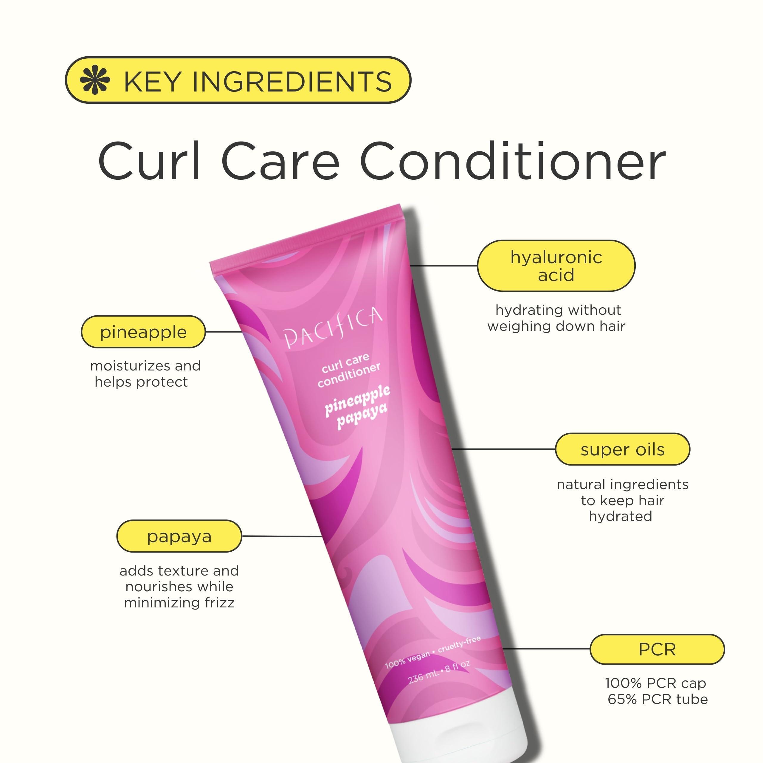 Pacifica Pacifica Curly Hair Conditioner - Pineapple Papaya Curls Hair Care Treatment, Designed to Enhance Natural Curls, Color-Safe, Vegan & Cruelty-Free Dermatologist Tested