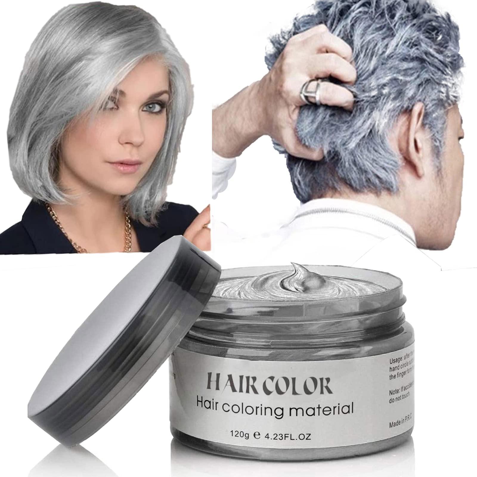 Acosexy YHMWAX Fashion Silver Gray Hair Wax Pomade - Colorful Disposable Natural Hair Styling Gel for Party, Cosplay, Masquerade
