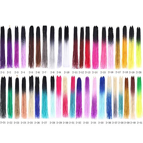 SSJFZM Women's Senegalese Twist Crochet Braids Two Colors Synthetic Long Braiding Hair Box Braids Extensions 22" Pink 22inches 1Pcs/Lot