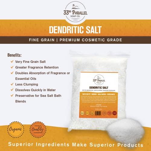 33RD PARALLEL SOAP CO. DENDRITIC Salt (2 lbs / 32 oz) Premium Fine Grain for Bath Salts, Scrubs, Exfoliants, Milk Baths & More | Sizes 1 to 5 LBS | (2 Pound)