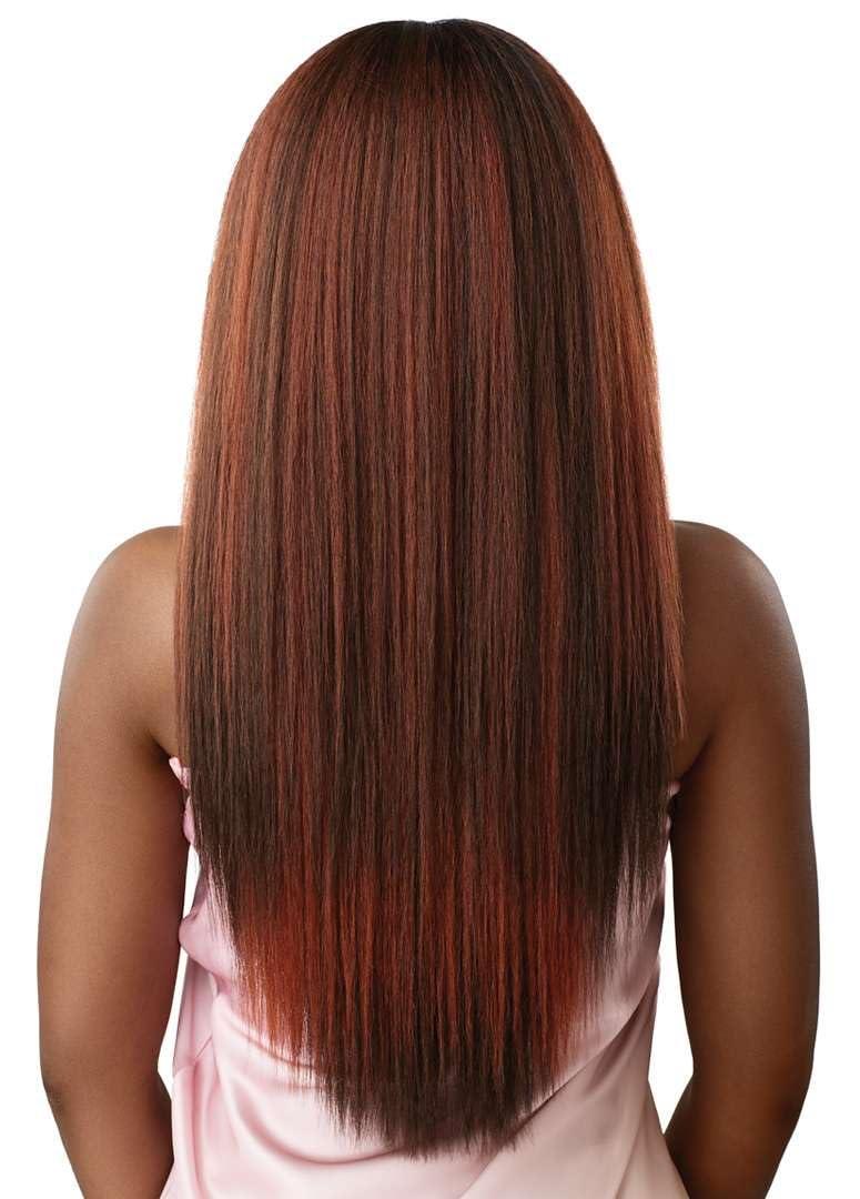 Outre Outre Airtied 100% Fully Hand-Tied Wig - Human Hair Blend - Perm Yaki 26\" (DR4/TIRAMISU)