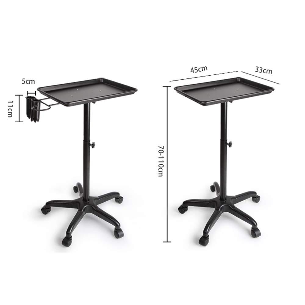 HAPPCUCOE Rolling Salon Trolley Cart Adjustable Height,Barber Shop Tray Storage Cart,Utility Cart,Professional Salon Hair Instrument Tray for Barber Stores (Black)