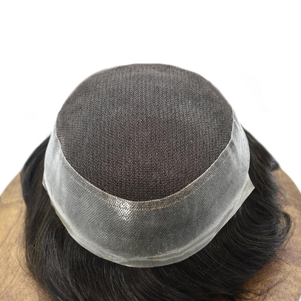 Generic Toupee For Men Hair Replacement System For Men Swiss Lace Mens Hair System Hair Pieces For Men Real Human Hair Mens Toupee Natural Hairline 6x8Medium light density 1# JET BLACK