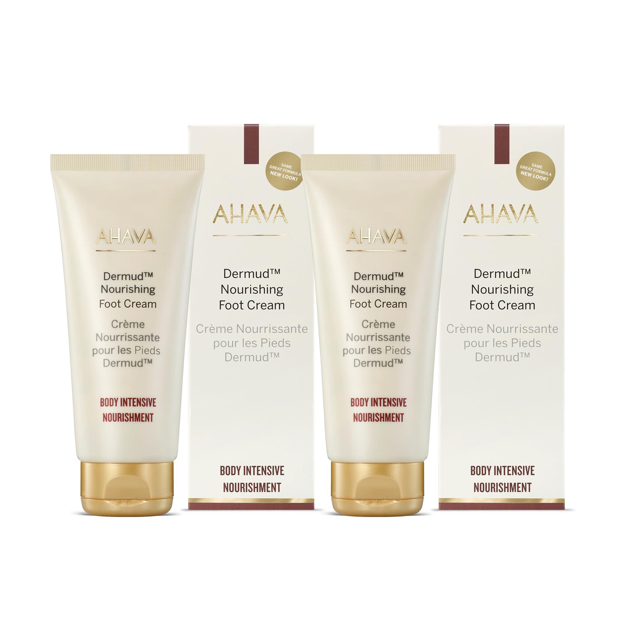 AHAVA AHAVA Dermud Intensive Foot Cream Duo, 3.4 Fl.Oz x 2 - Intensive foot repair for fatigued, dry and cracked feet blend of Dead Sea Minerals & Mud, includes Magnesium, intensive repairing minerals