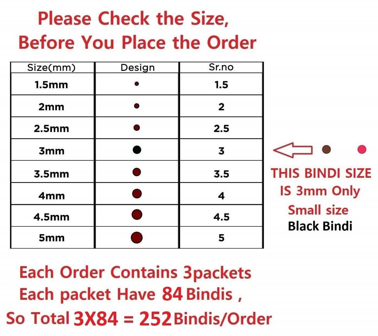 VAMA VAMA Round Black Small Bindi Sticker kumkum bindiya Daily Use Forehead Choti Kali Bindis for Women - 252 Tiklis