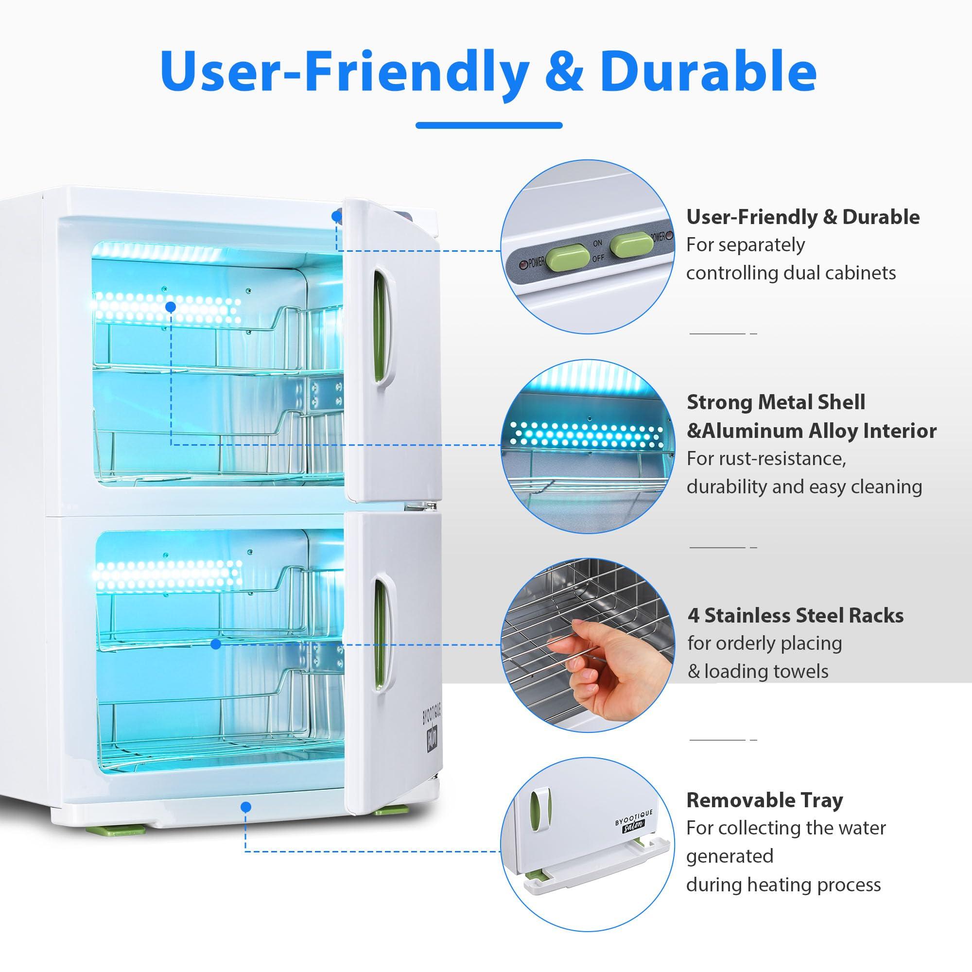 AW BYOOTIQUE Hot Towel Warmer Cabinet, 46L Extra Large Capacity, 2in1 Professional Double Towel Heater Mechine for Facial Spa, Massage, Hair Salon, Barber, Estheticians, Beauty Salon, White