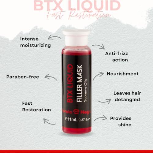 PROLA NEGRA GOLD THERAPY HAIR PROFESSIONAL Prola Negra Btx Liquid Filler Mask, Fast Restoration, Nourishment and Sealing of the Hair Strands, Box with 4 Ampoules of 11ml Each