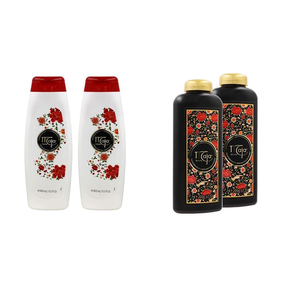 Maja Maja Extreme Moisture Body Lotion and Perfumed Talcum Powder Bundle - 2-Pack 13.5 FL Oz Body Lotion and 2-Pack 7 Oz Talcum Powder