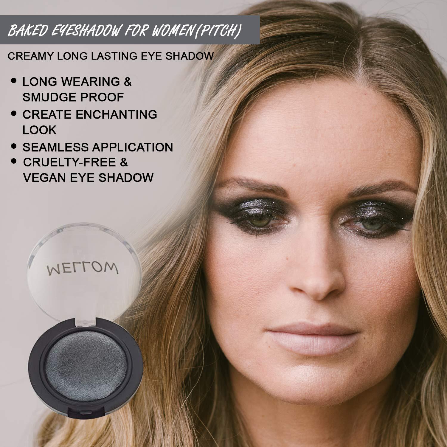 Mellow Baked Eyeshadow (Pitch) - Creamy Long Lasting Eye Shadow for Everyday Makeup - Highly Pigmented Vegan, Cruelty-Free & Paraben Free Eye Makeup by Mellow Cosmetics - Pitch - Pitch