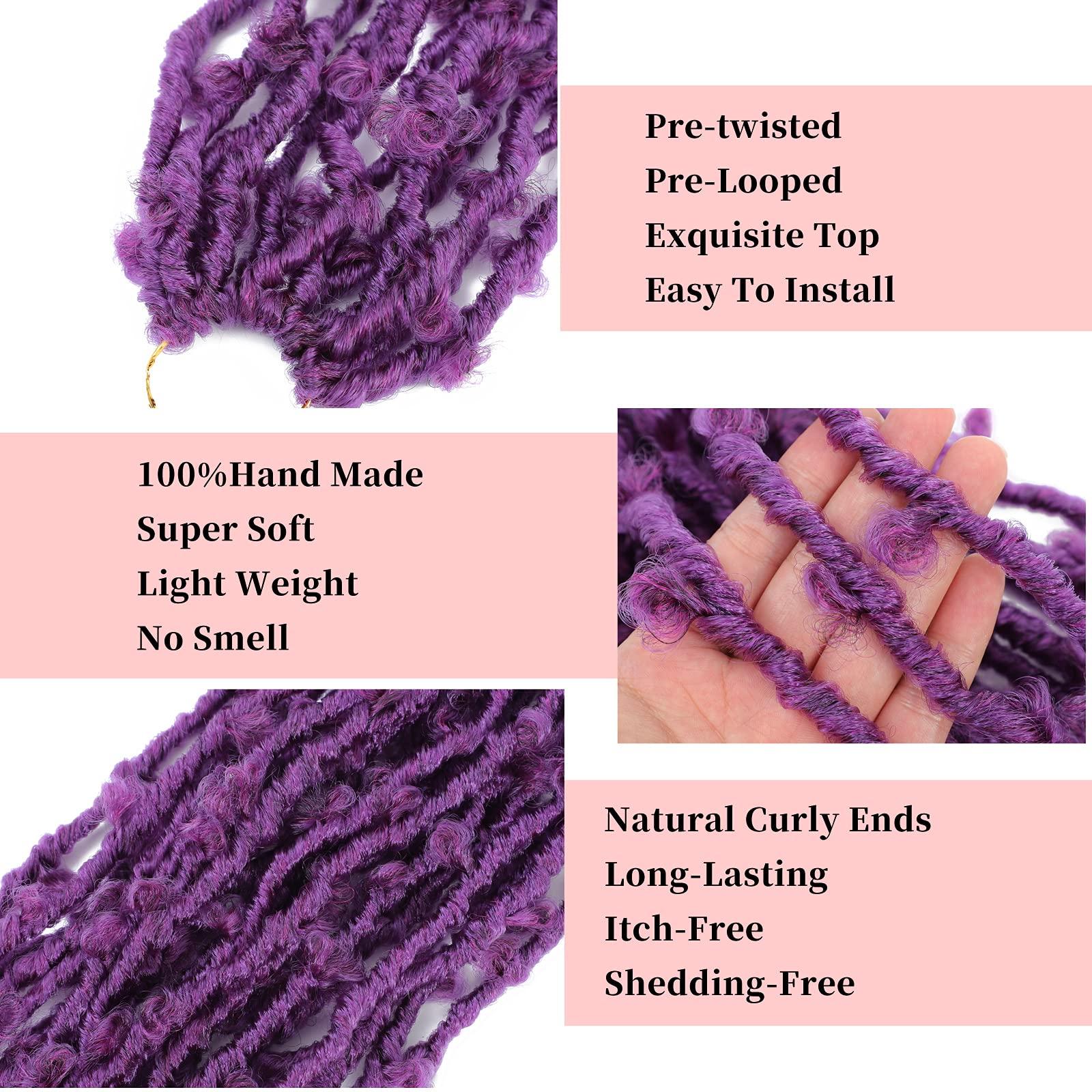 Duoduo Beauty Butterfly Locs Crochet Hair 24 Inch Purple Pre Looped Distressed Butterfly Locs Crochet Braids Soft Messy Butterfly Locs Crochet Hair Faux Locs Crochet Hair Extensions 6Packs (24Inch, MPurple)
