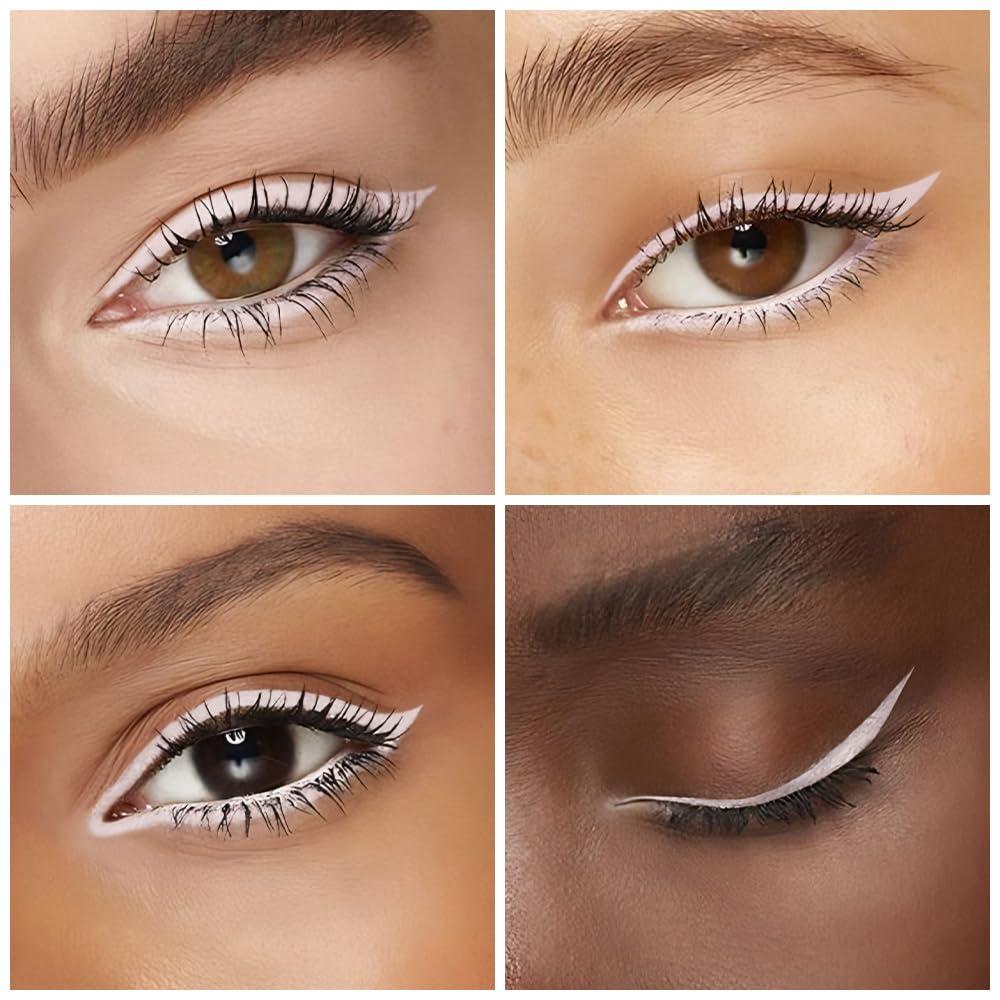 Kaely Kaely 2Pcs Quartz Queen White Gel Eyeliner Pencil, Natural Cream Eye Liner Waterproof Smudge Proof, Matte Waterline Eyeliner Eyeshadow Stick, Brighten Eye Makeup, Vegan & Cruelty-Free