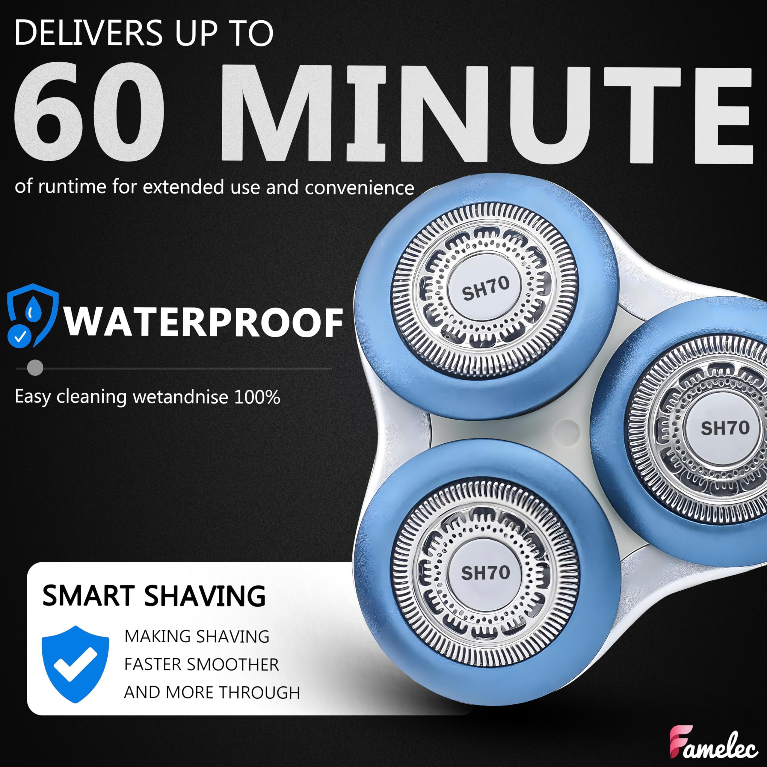 FAMELEC SH70/SH71 Replacement Heads for Philips Norelco Shaver Series 7000, Compatible with Philips Norelco 7000 Replacement Heads, New Upgraded Blades for Norelco Replacement Heads Series 5000 Angular