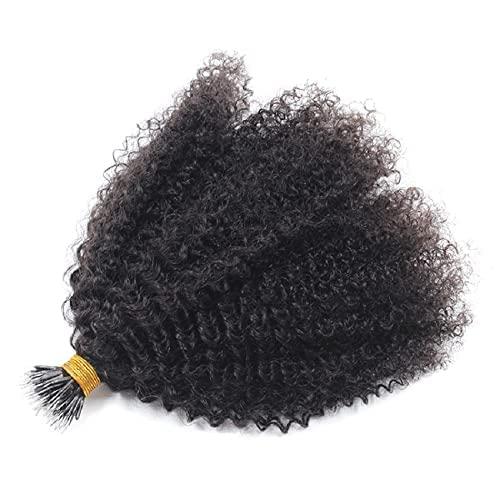 RJ HAIR RJ Hair Afro Kinky Curly Nano Ring Human Hair Extension Pre Bonded Mongolian Remy Nano Ring I Tip Hair Micro Beads Small Curly Microlinks Hair Extension 100g 100strands (20inch 100 Strand, #Natural Color)
