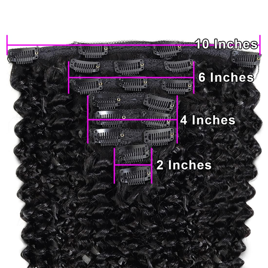 R RACILY HAIR Kinky Curly Clip In Hair Extensions Human Hair 1 Set 3C 4A Curly Wave Clip Ins Full Head for Black Women Brazilian Remy Human Hair Natural Color Double Weft Long 8 Pieces/Lot 135g (20", Curly)