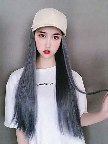Aimeely Aimeely 22" Long Straight Full Head Hair Extension with Beige Baseball Cap For Women Blue