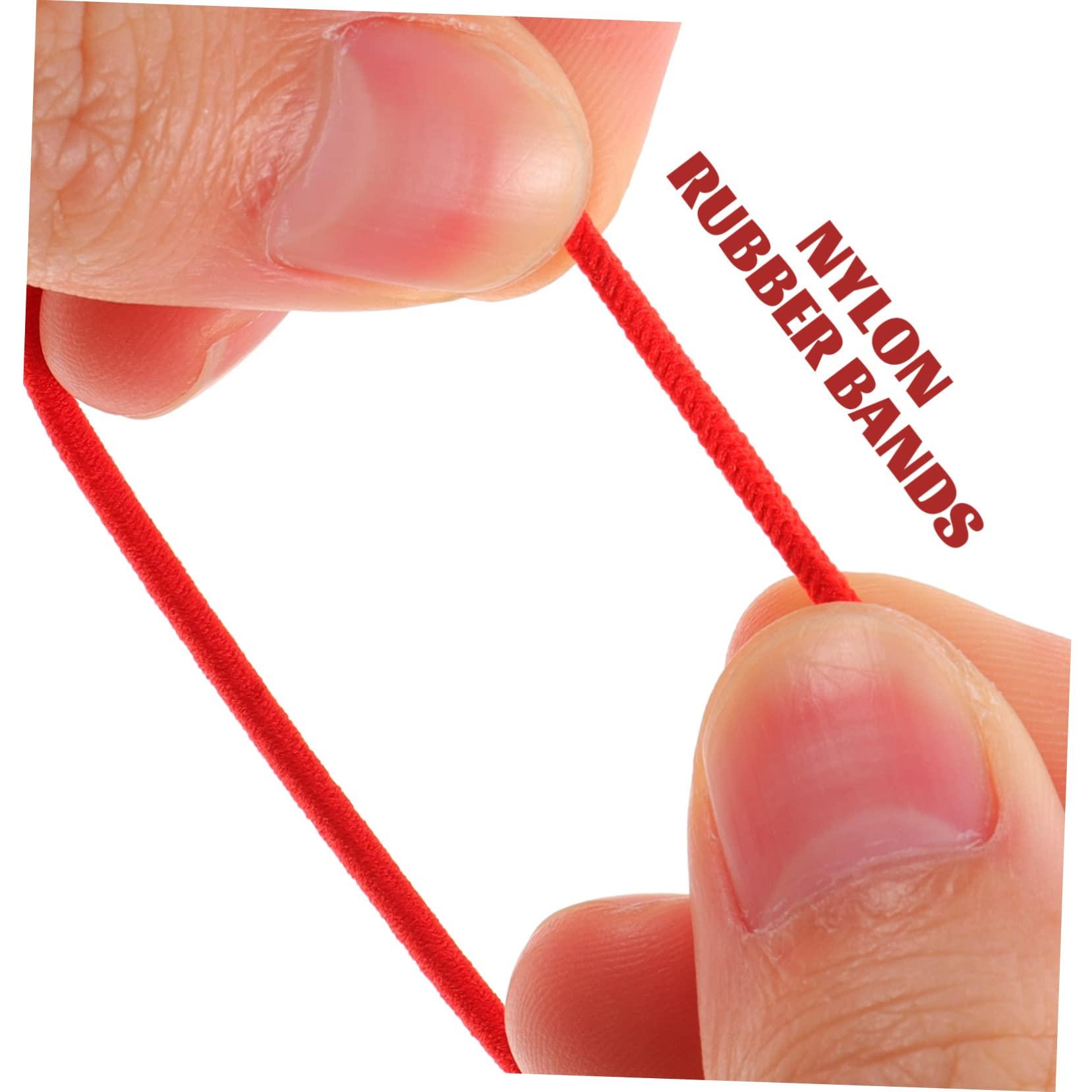 FOYTOKI FOYTOKI 100pcs Thin Hair Band Hair Bands for Men Hair Ties with Balls Mens Hair Ties Hair Balls for Hair Hair Tie Clear Elastic Hair Ties Headband Rubber Bands Small Nylon Red