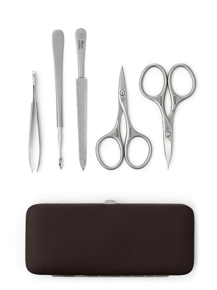 Niegeloh Niegeloh Solingen TopInox Surgical Stainless Steel Luxuries Manicure Set Grooming kit In Quality Nappa Leather Case Made in Germany Plus BONUS: SHPITSER Crystal Glass Nail File