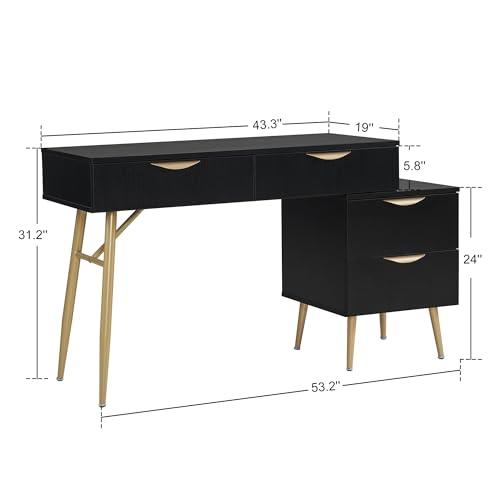 BarberPub BarberPub Salon Spa Station for Hair Stylist, Barber Station with Metal Support Legs and Golden Handles, Wall Mount Styling Cabinet, Beauty Storage Organizer 3174 (Black)