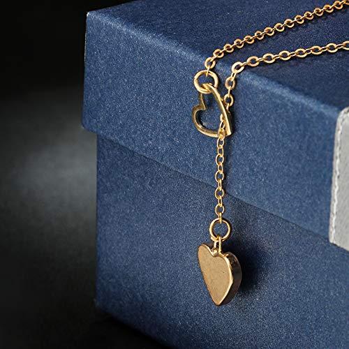 Edary Edary Boho Heart Pendant Necklace Gold Y-necklace Fashion Jewelry for Women (Gold)