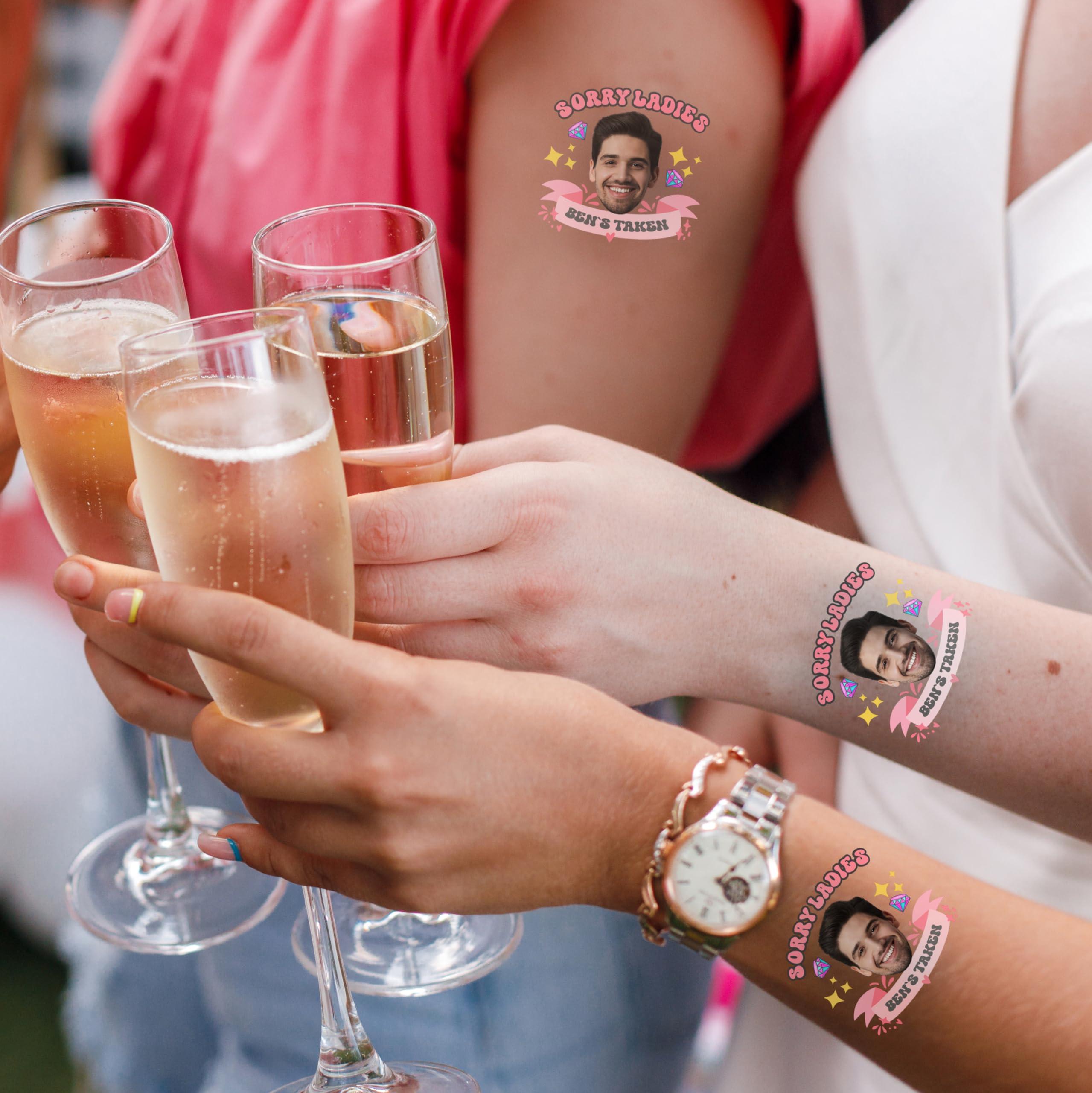 CustAmaze Funny Temporary Tattoos, Custom Tattoos Personalized, Bachelorette Party Favors, Temporary Tattoos Adult Bride Tattoo, Custom Temp Tattoo, Hens Party Favors Groom Face Tattoo Funny Gift Pack of 90