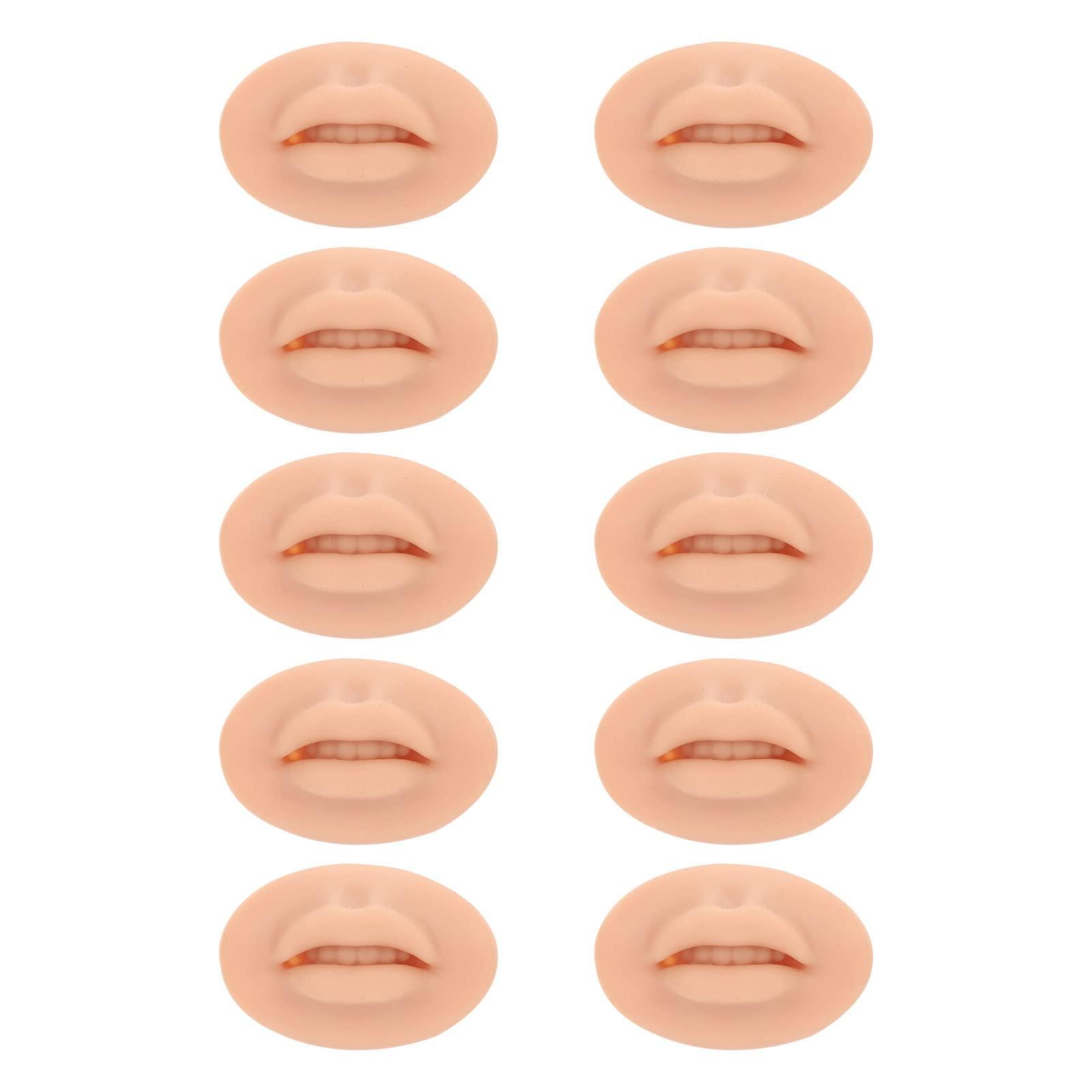 Diydeg Diydeg Fake Lips, 10PCS Silicone Soft Flexible 3D Open Mouth Easy to Apply Colour Practice Lips Highly Reproducible Portable Silicone Lips Model for Makeup Practice (Dark Skin